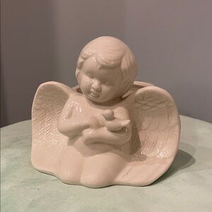 Ceramic Angel Figurine in Cream storage -planter